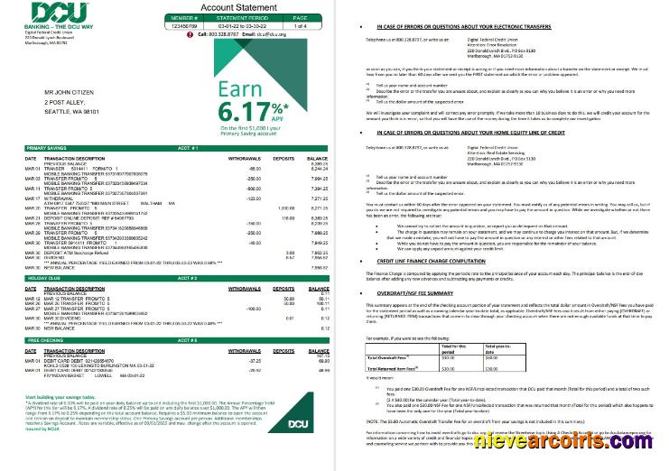 USA Massachusetts Digital Federal Credit Union (DCU) bank 5 pages